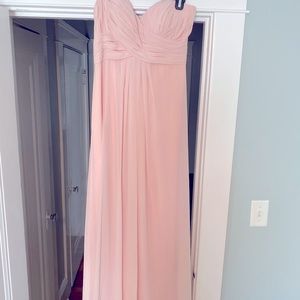 Bill Levkoff blush strapless bridesmaid dress